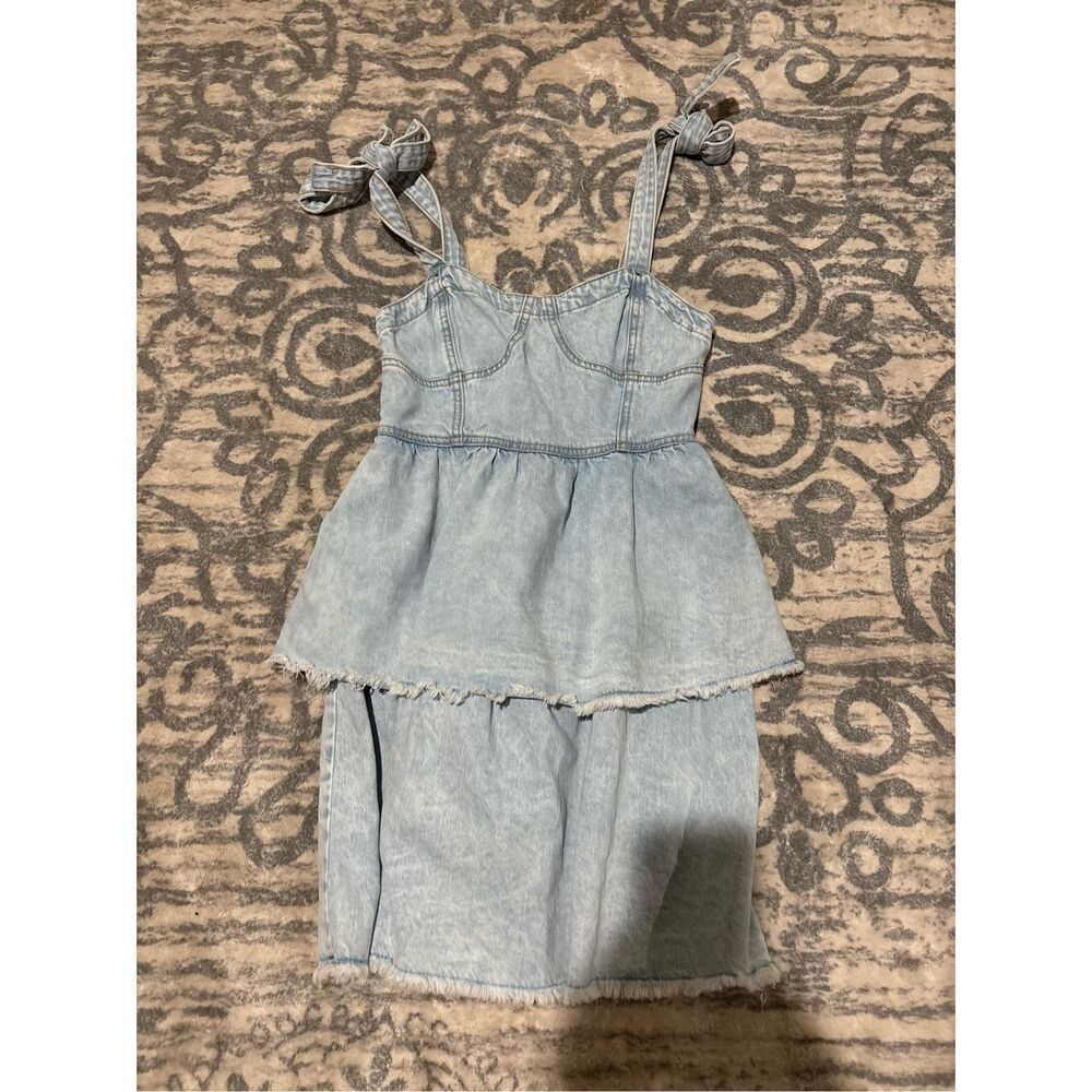 American Eagle Denim Corset Mini Dress Sleeveless Tie Straps XS